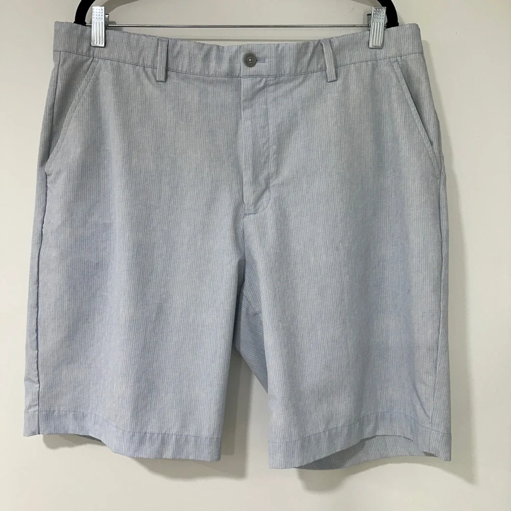Greg Norman Pinstripe Golf Shorts Mens 38 Blue Performance Stretch‎ | Golfcore